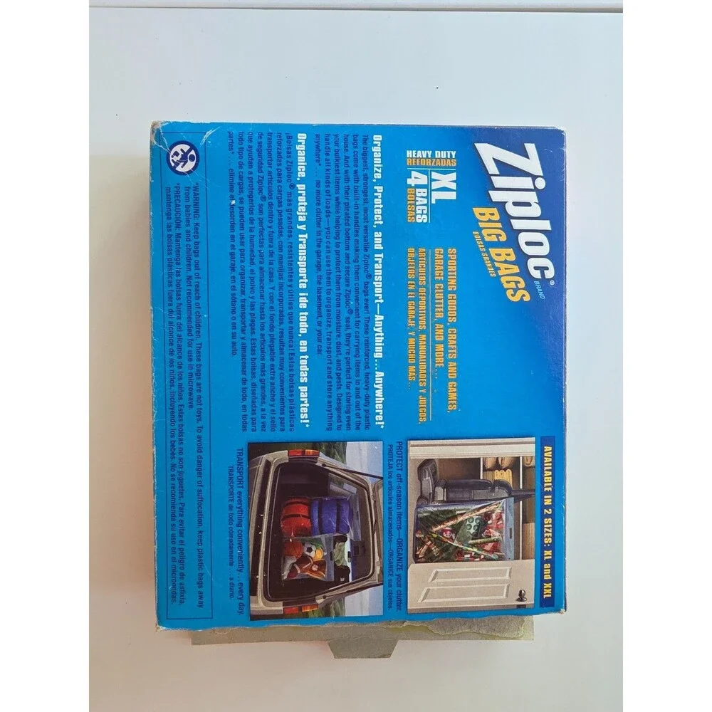Ziploc Big Bags 2 XL  AND 3 XXL  Double Zip Lock Sturdy Handle 5 Bags Total